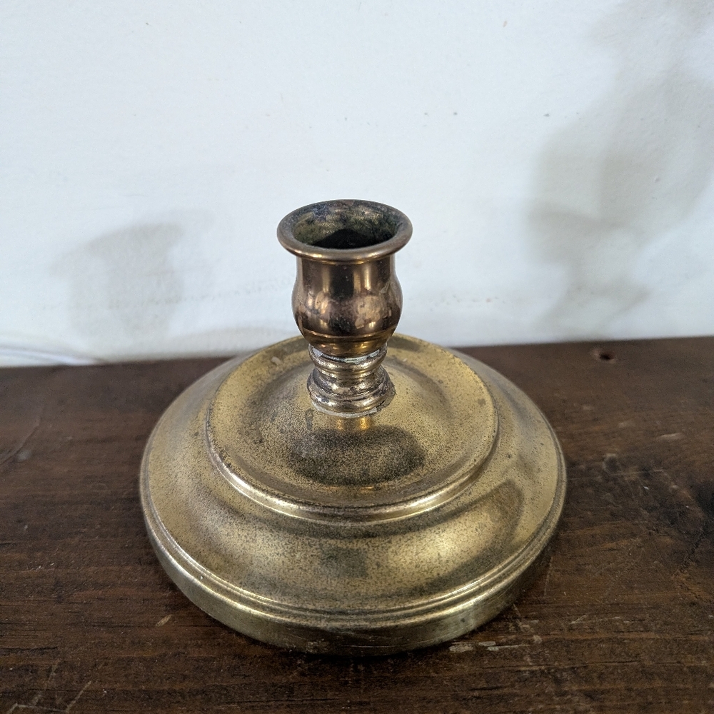 Vintage Solid Brass Capstan Candlestick European Style Decor Cottagecore Farm